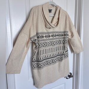 Natural Reflections Fair Isle Cowl Neck Sweater Nordic Winter Cozy Cottagecore